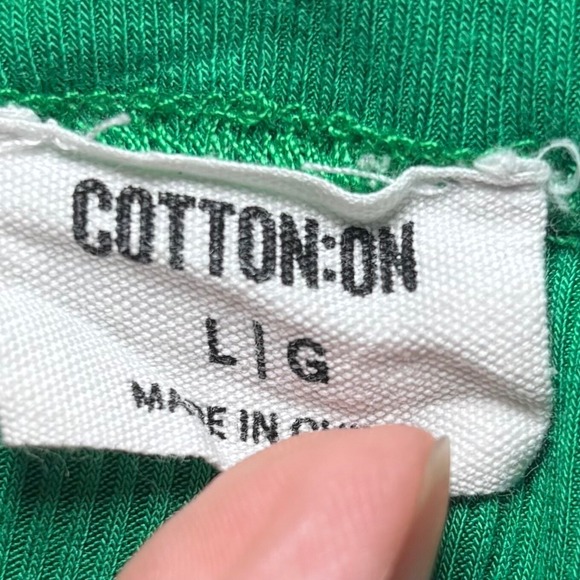 Cotton‎ On Emerald Green Long Sleeve Crop Top Large Y2K Layering Vibrant Bold - Picture 3 of 7